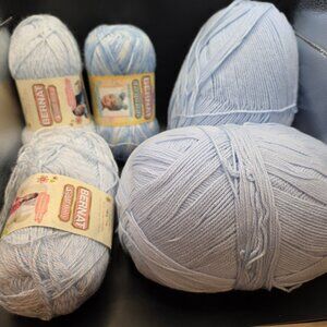 Yarn: Light Blue and Blue/ White Bernat and ?